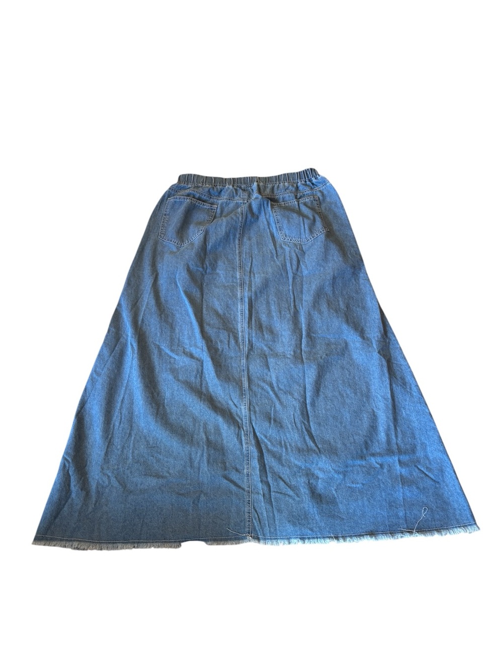 ebossy Women's Frayed Hem A-Line Distressed Maxi Denim Skirt Size XL NWT - Picture 5 of 7